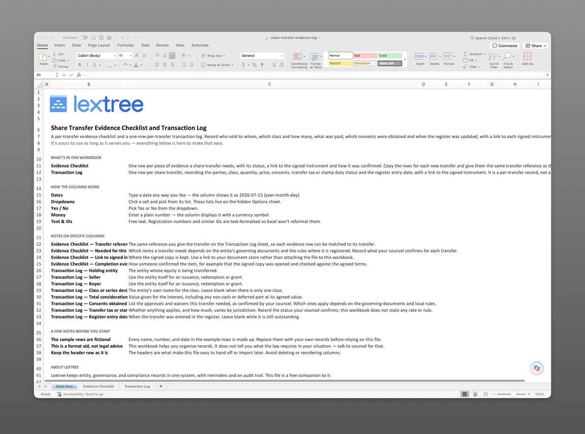 Share Transfer Checklist: Evidence to Keep for Each Transfer